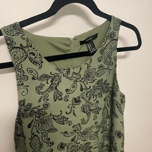 Green Paisley Dress with Zipper S